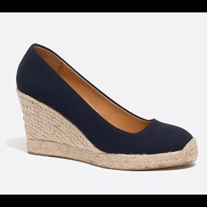 J. Crew Seville Wedge Navy with box. Never Worn.